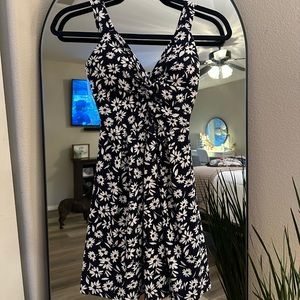 Navy and white floral dress